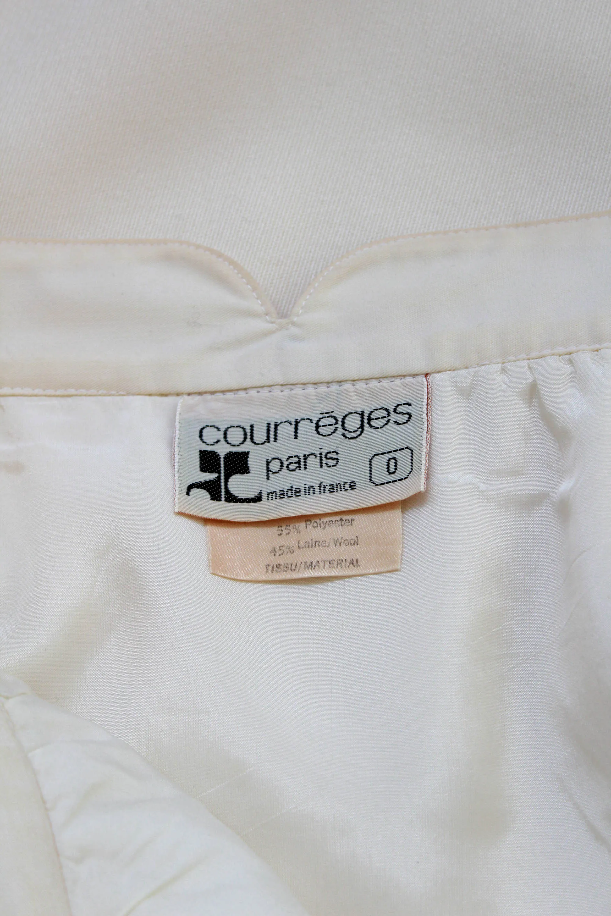 1980s Courrèges Cream Wool Skirt, Waist 26"