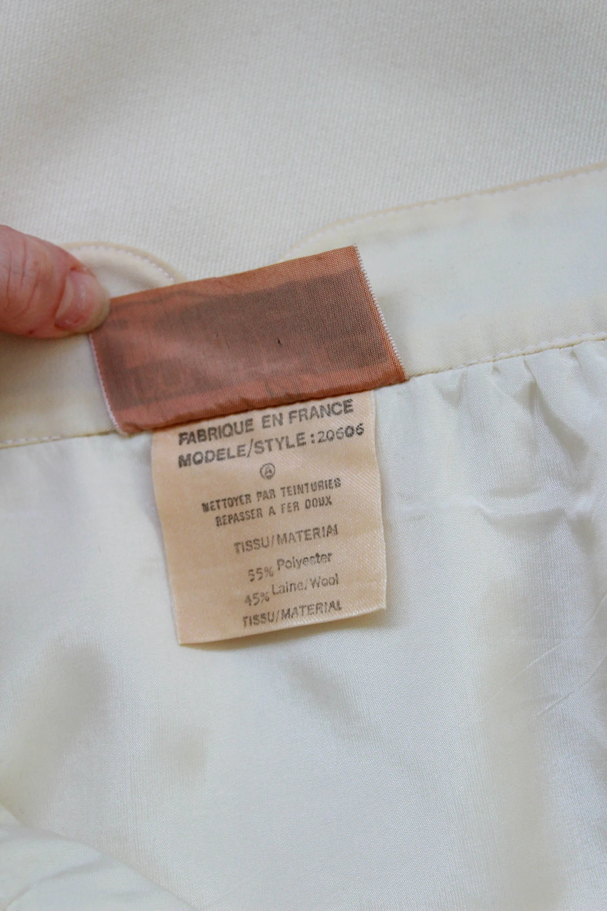 1980s Courrèges Cream Wool Skirt, Waist 26"