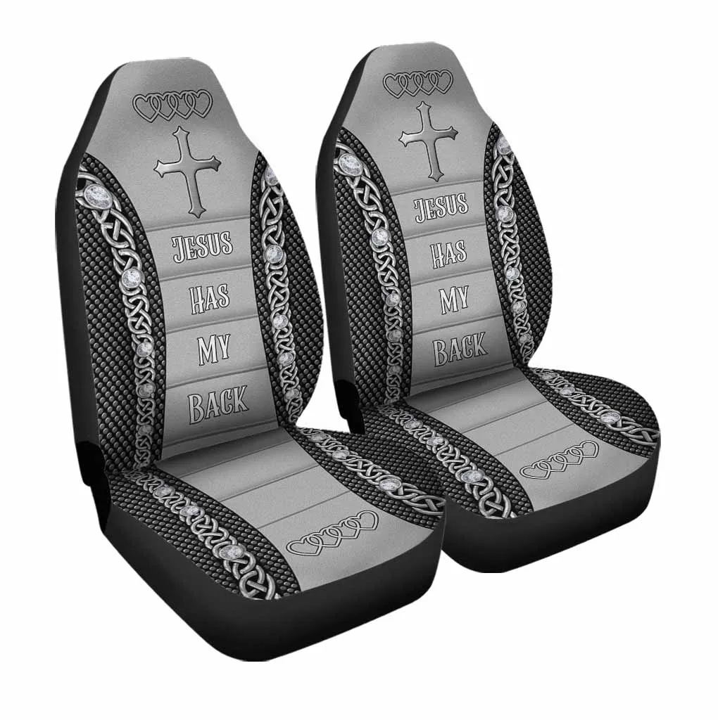 3D All Over Print On Front Car Seat Cover Jesus Has My Back Christian Seat Covers For Car Auto