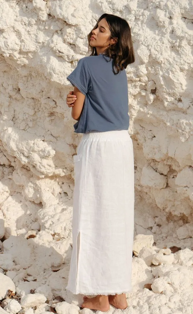 Aurora French Linen Skirt White