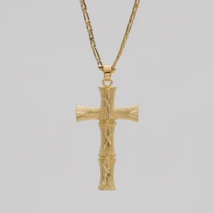 Bamboo Cross Gold Filled Necklace