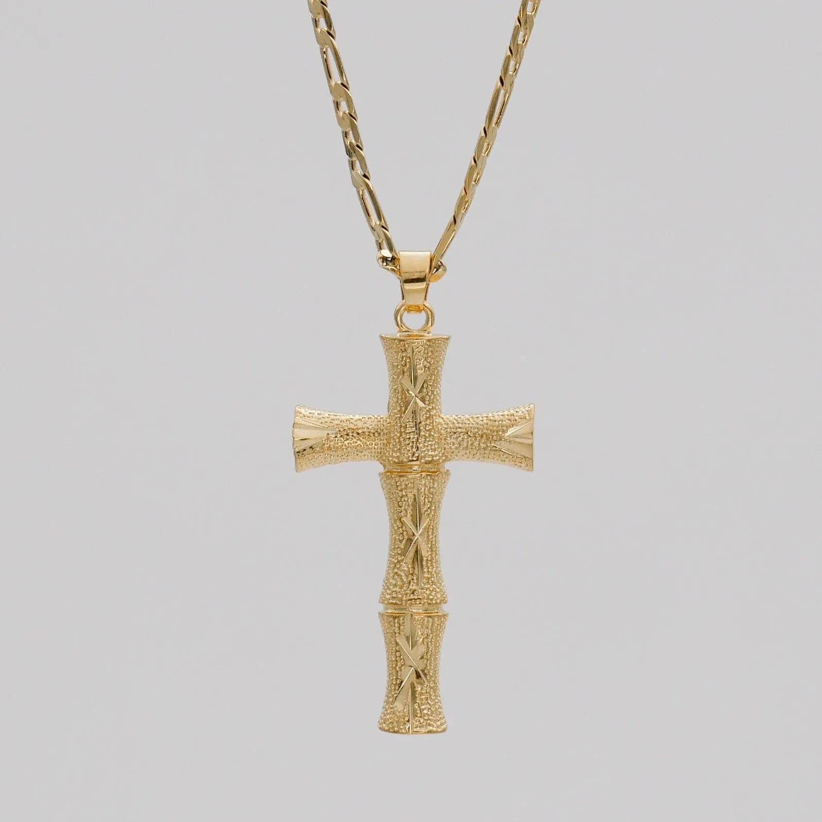 Bamboo Cross Gold Filled Necklace