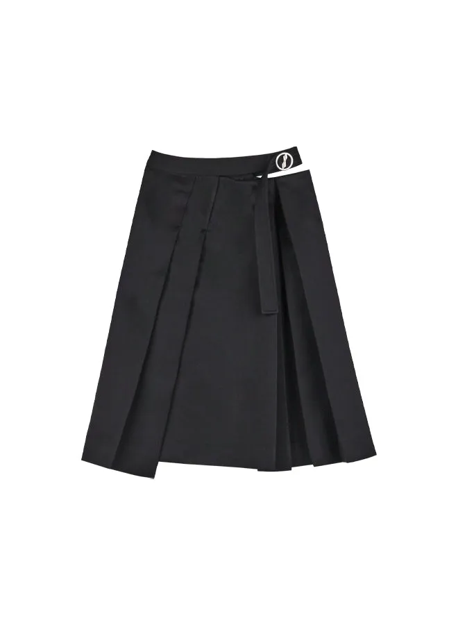 Black Pleated Midi Skirt