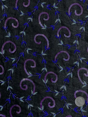 Black Sequin & Beads on Silk Chiffon JEC-159-2 Fabric