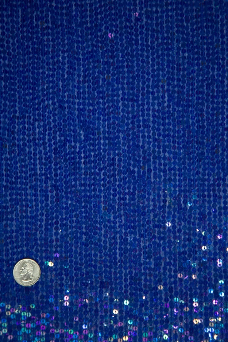 Blue Sequins & Beads on Silk Chiffon JEC-132-28 Fabric