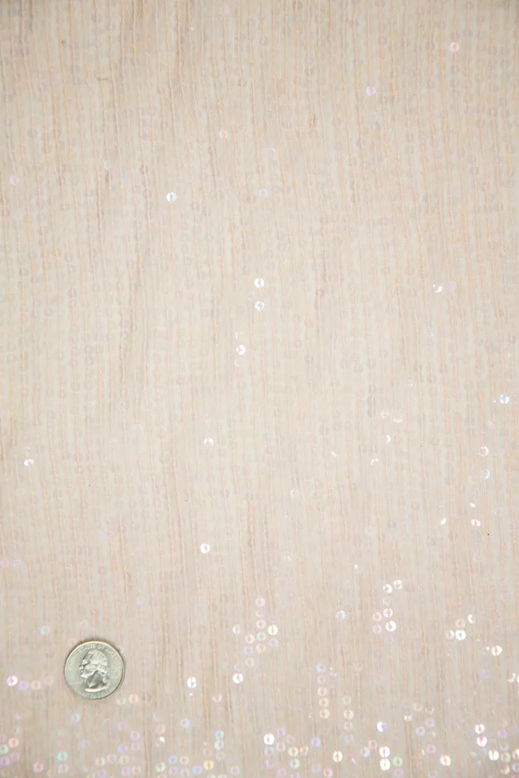 Blush Sequins & Beads on Silk Chiffon JEC-132-18 Fabric