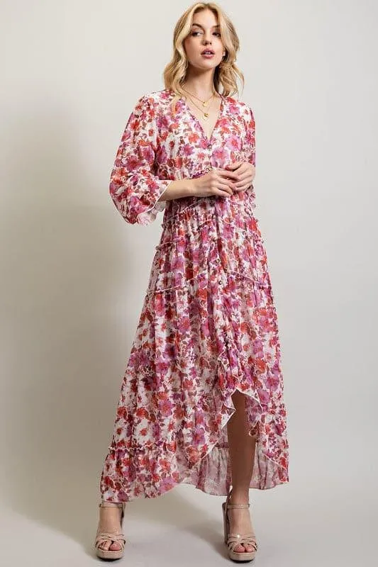 Bohemian Floral High and Low Maxi Dress