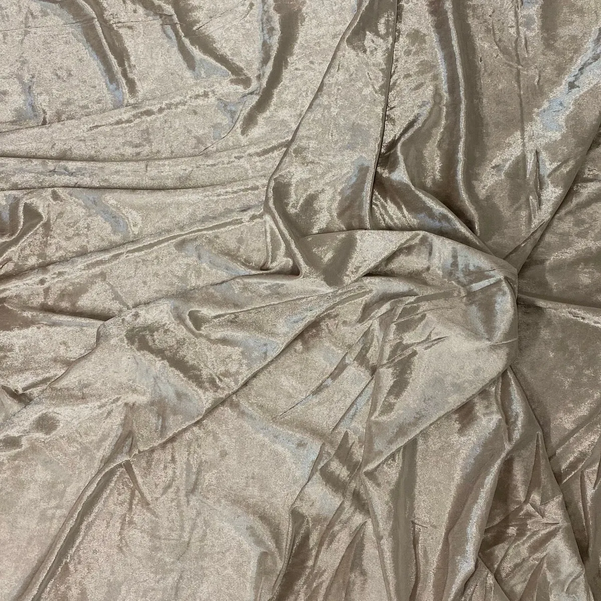 Bone Gray Crushed Stretch Velvet Fabric