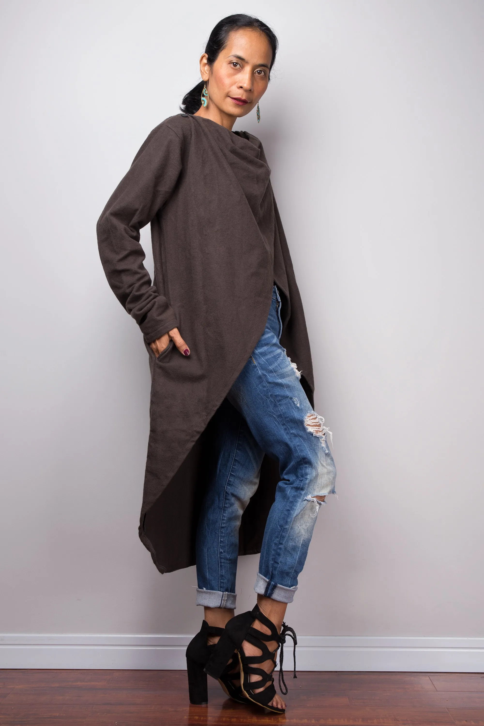 Brown Long Sleeved Cardigan