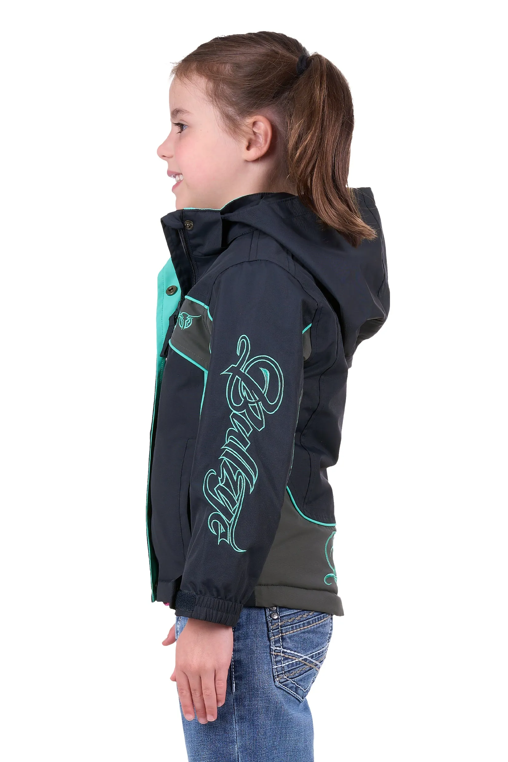 Bullzye Girls Carla Jacket - Dark Navy/Turquoise - B4W5709057