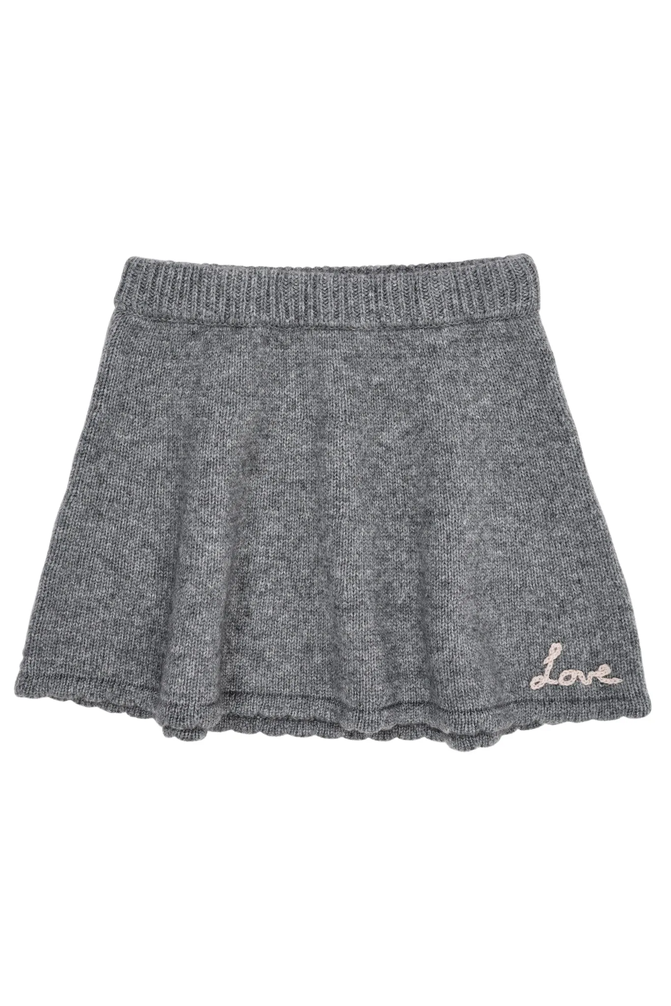 CASHMERE SKIRT W. EMB.  - GREY MEL