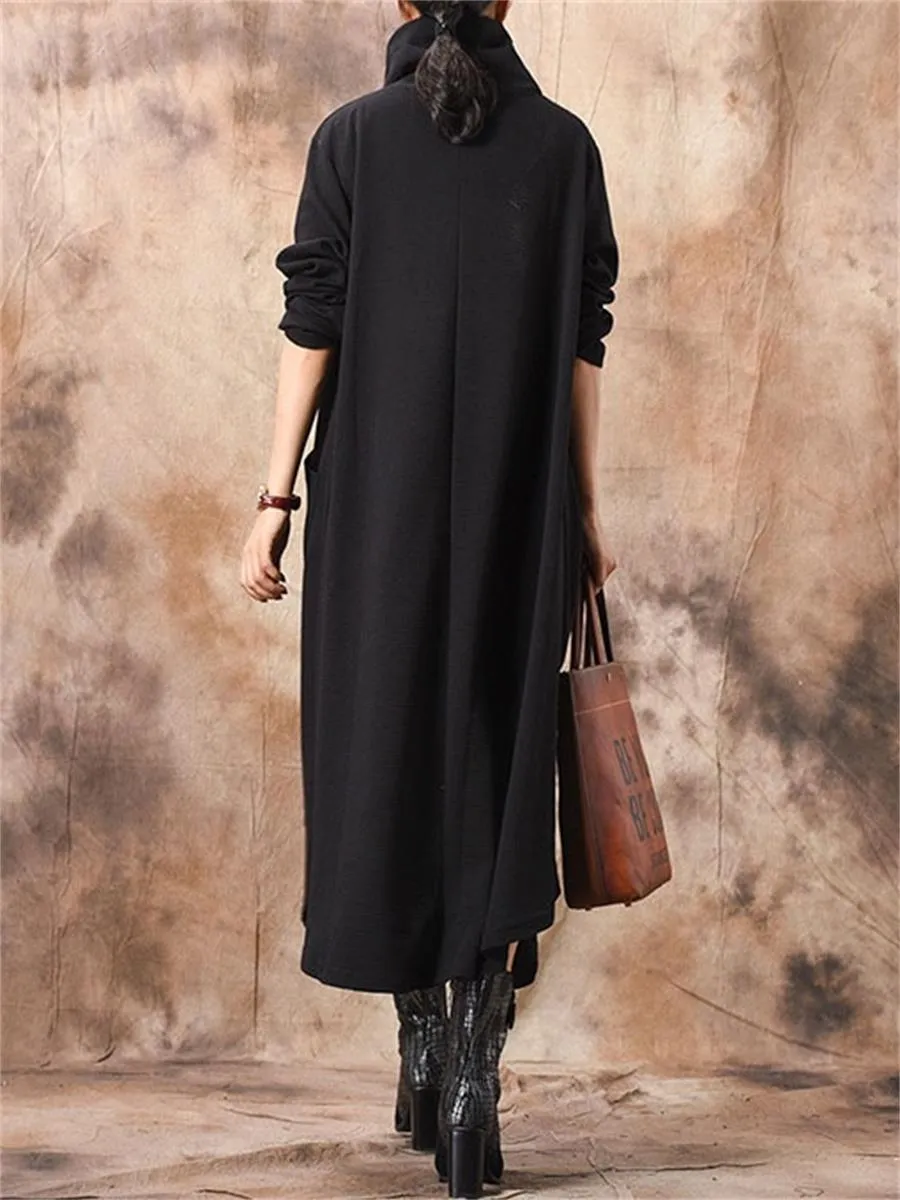 Casual High Collar Pocket Solid Color Women'S Knitted Dress