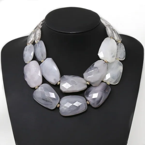 Chunky Marble Layered Short Necklace