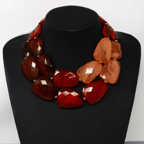 Chunky Marble Layered Short Necklace