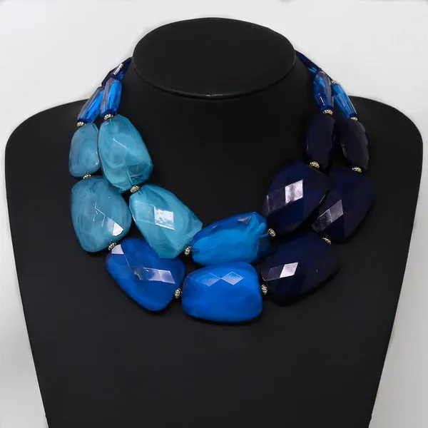 Chunky Marble Layered Short Necklace