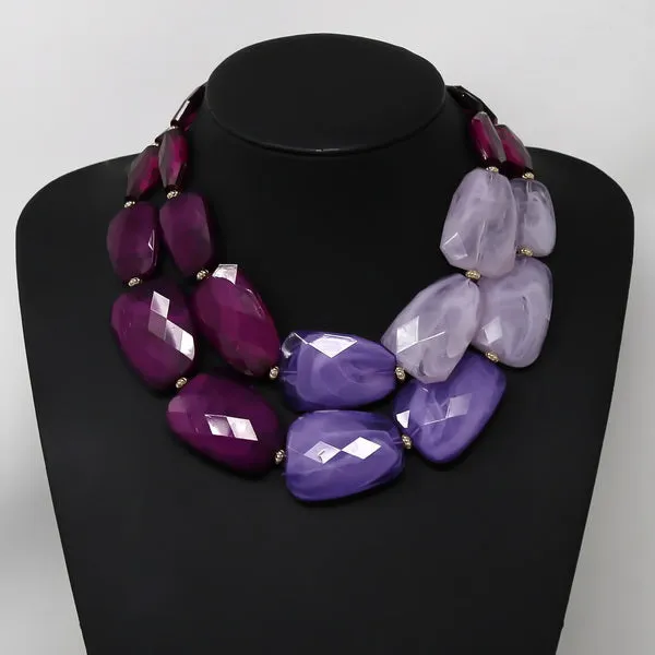 Chunky Marble Layered Short Necklace