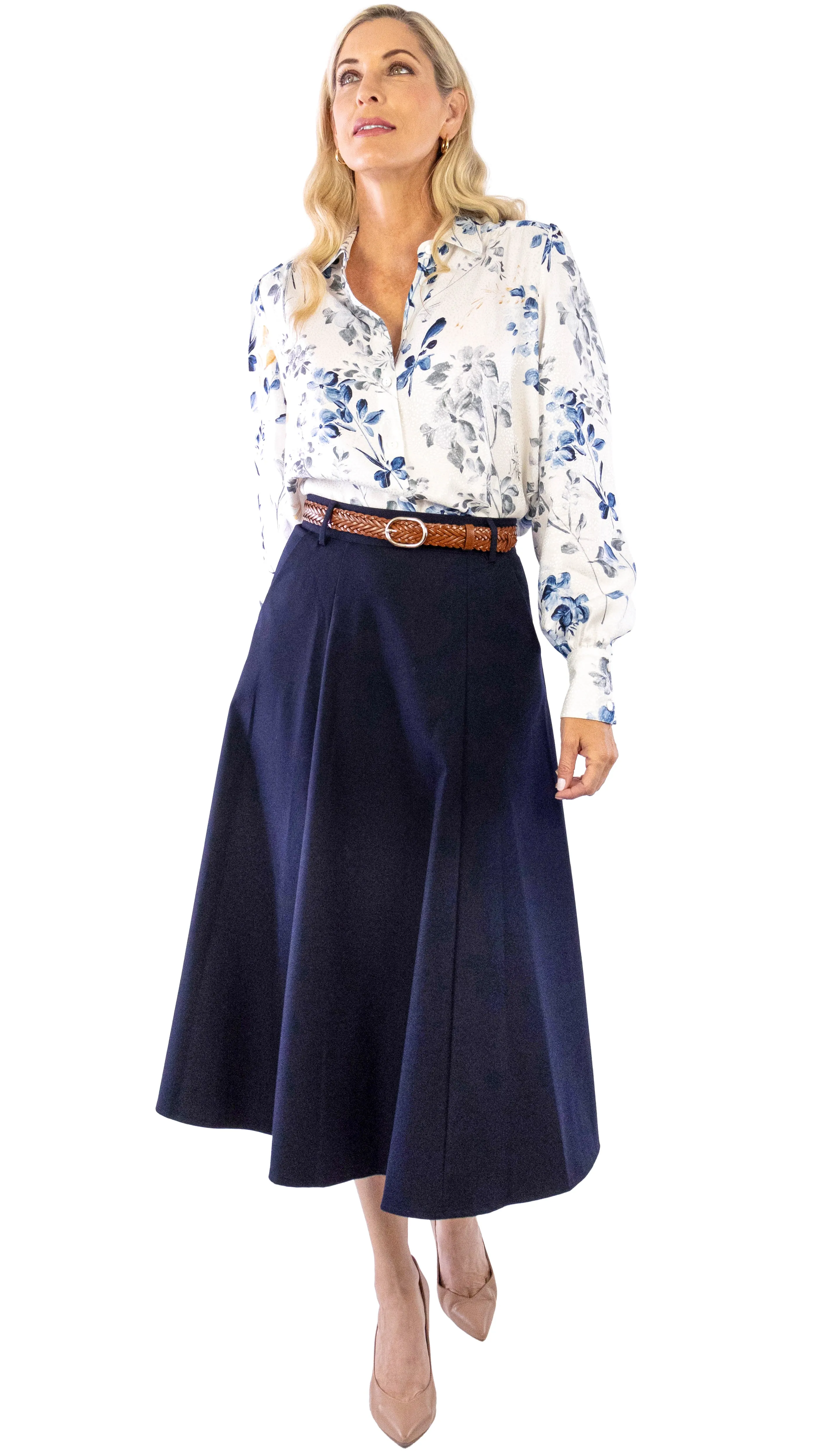 Classic Midi Skirt - Navy