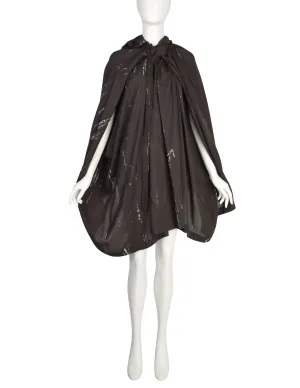 Comme des Garcons Vintage SS 1984 'Round Rubber Collection' Charcoal Print Cape Dress Skirt Multi-Functional Piece