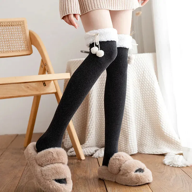 Cozy Wool Pompom Stockings