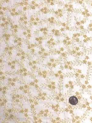 Cream Yellow Sequin & Beads On Silk Chiffon JEC-051-10 Fabric