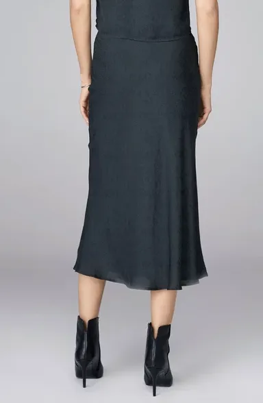 David Lerner - Bias Midi Skirt in Black Forest Snakeskin