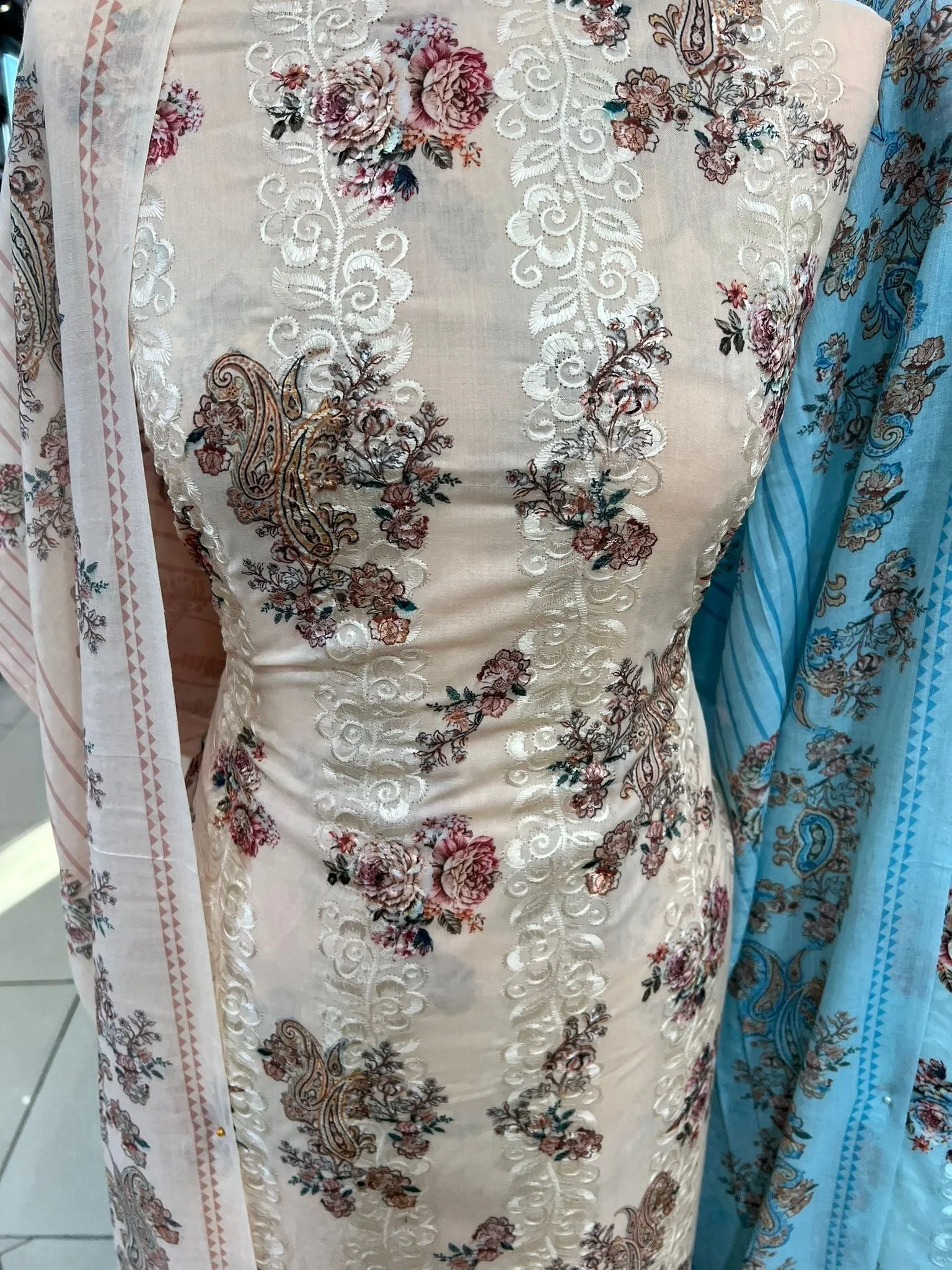 Digital Print Cotton with Intricate Embroidery