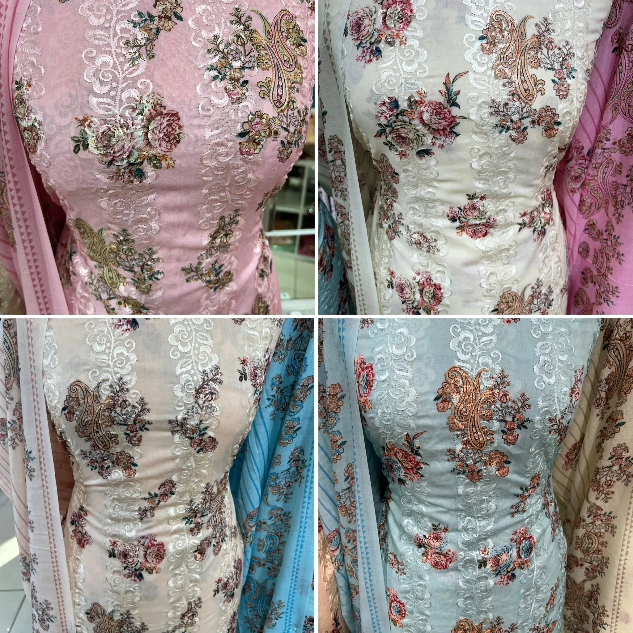 Digital Print Cotton with Intricate Embroidery