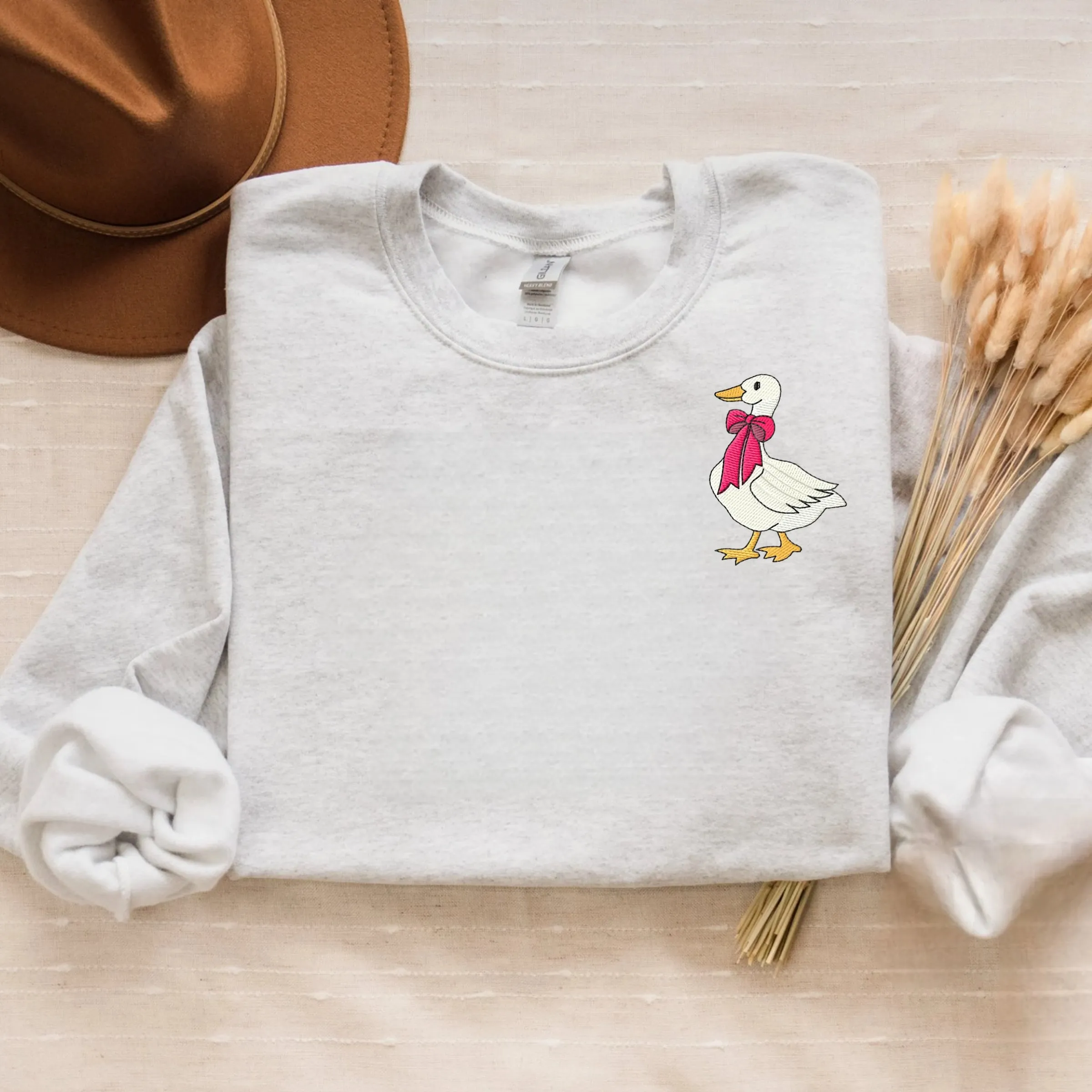 Embroidered Christmas Goose Sweatshirt, Cute Duck Winter Crewneck or Hoodie