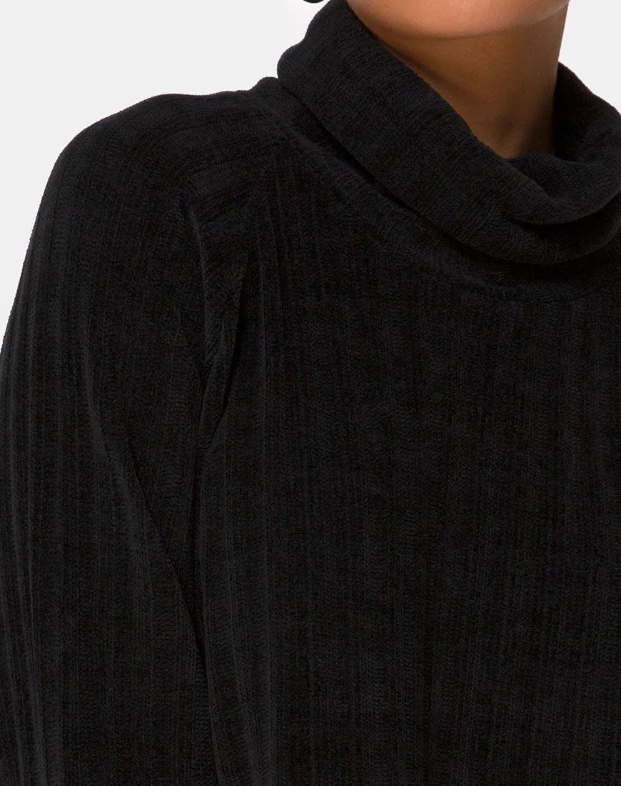 Evie Cropped Sweatshirt in Chenille Black