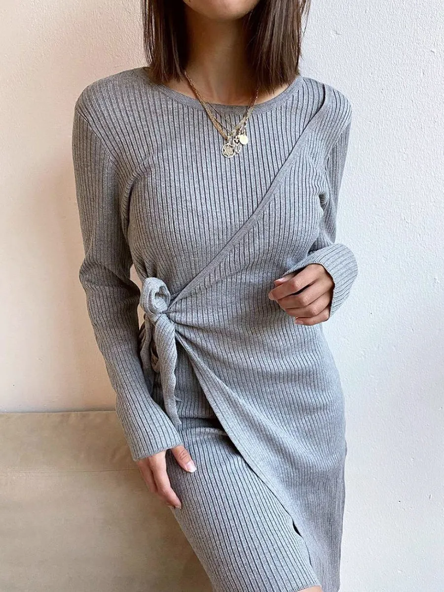 Fashion Cross-Belt Knitted Dress