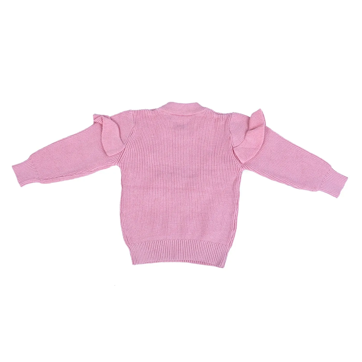 Flowers And Frills Premium Full Sleeves Knitted Sweater - Pink