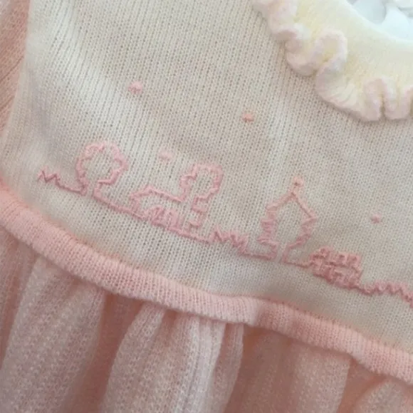 Friemanit Pink White Sweater Dress 6-9 Months