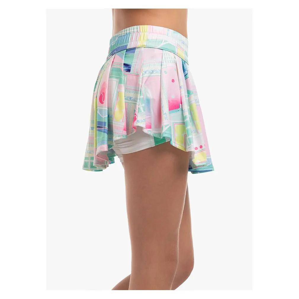 Girl's Deco Love Racket Tennis Skort Peony