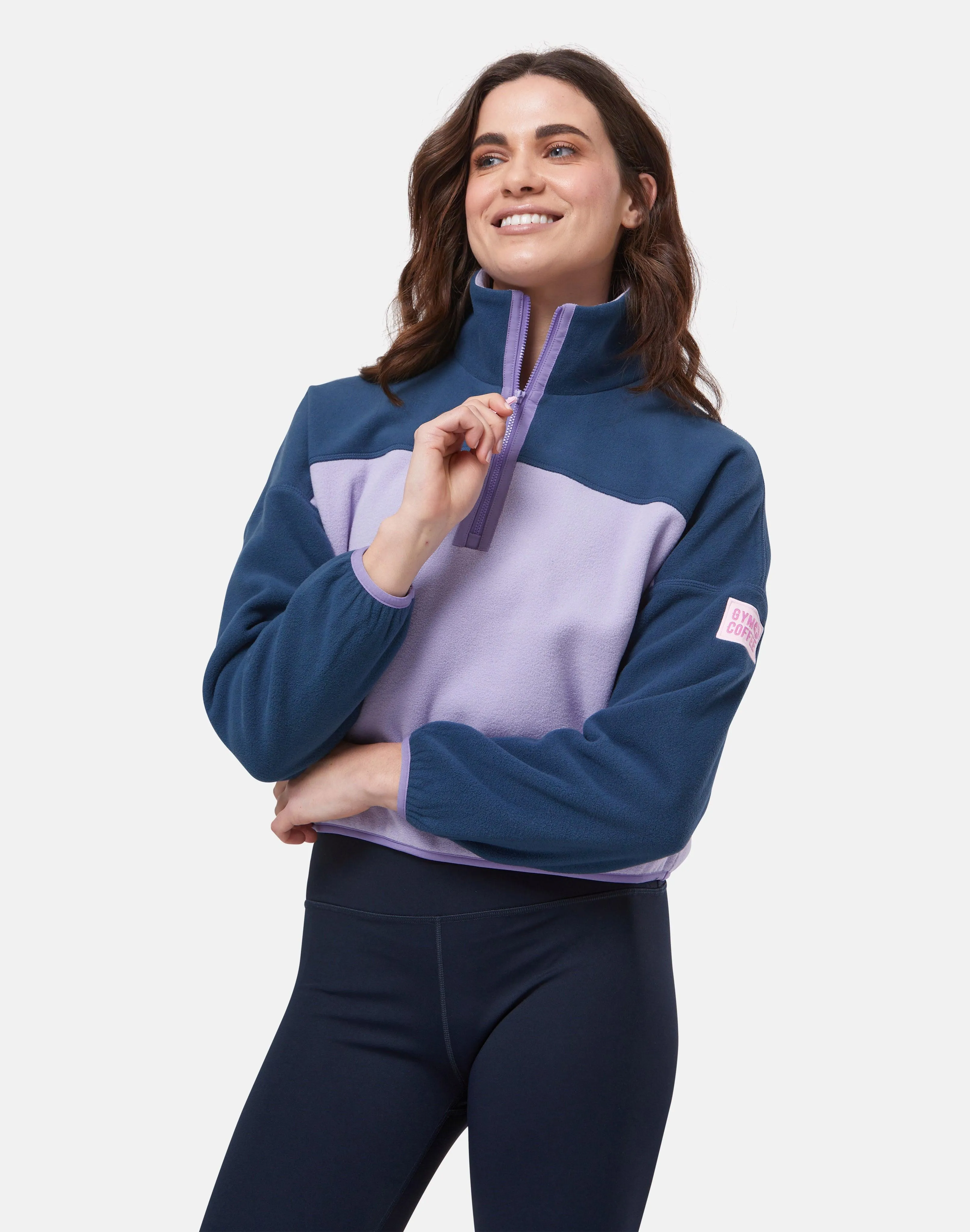 Half Zip Crop Polar Fleece in Lilac