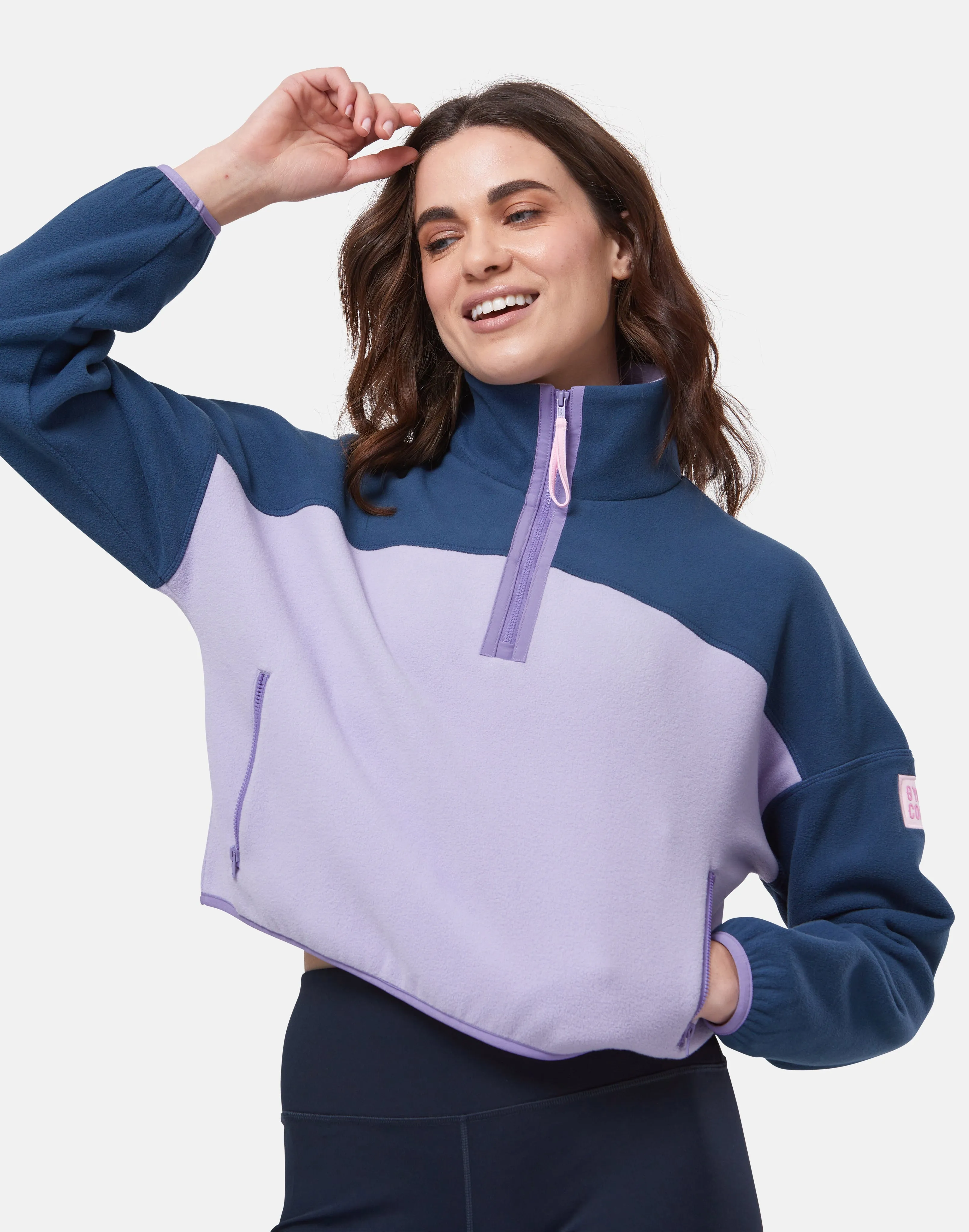 Half Zip Crop Polar Fleece in Lilac