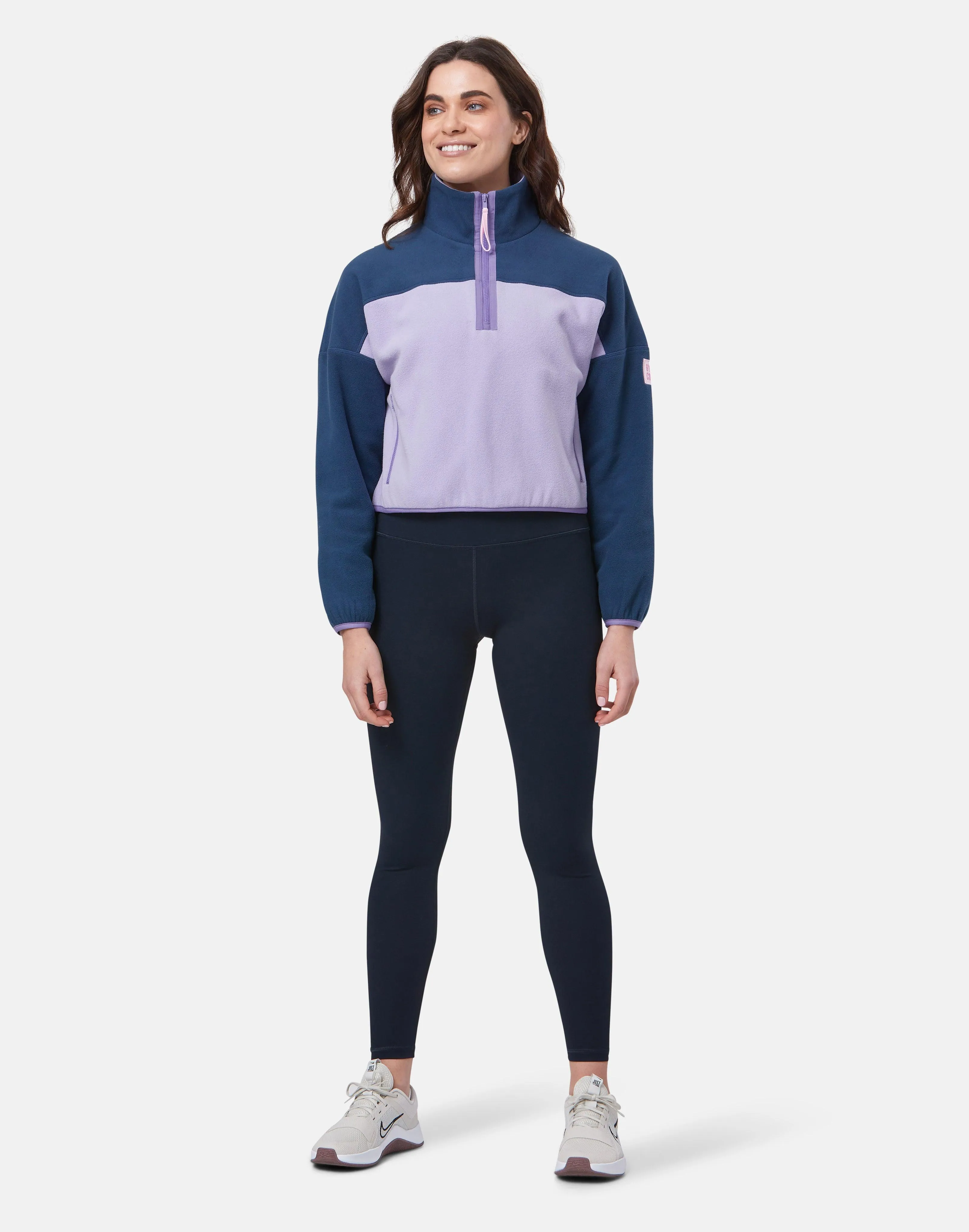 Half Zip Crop Polar Fleece in Lilac