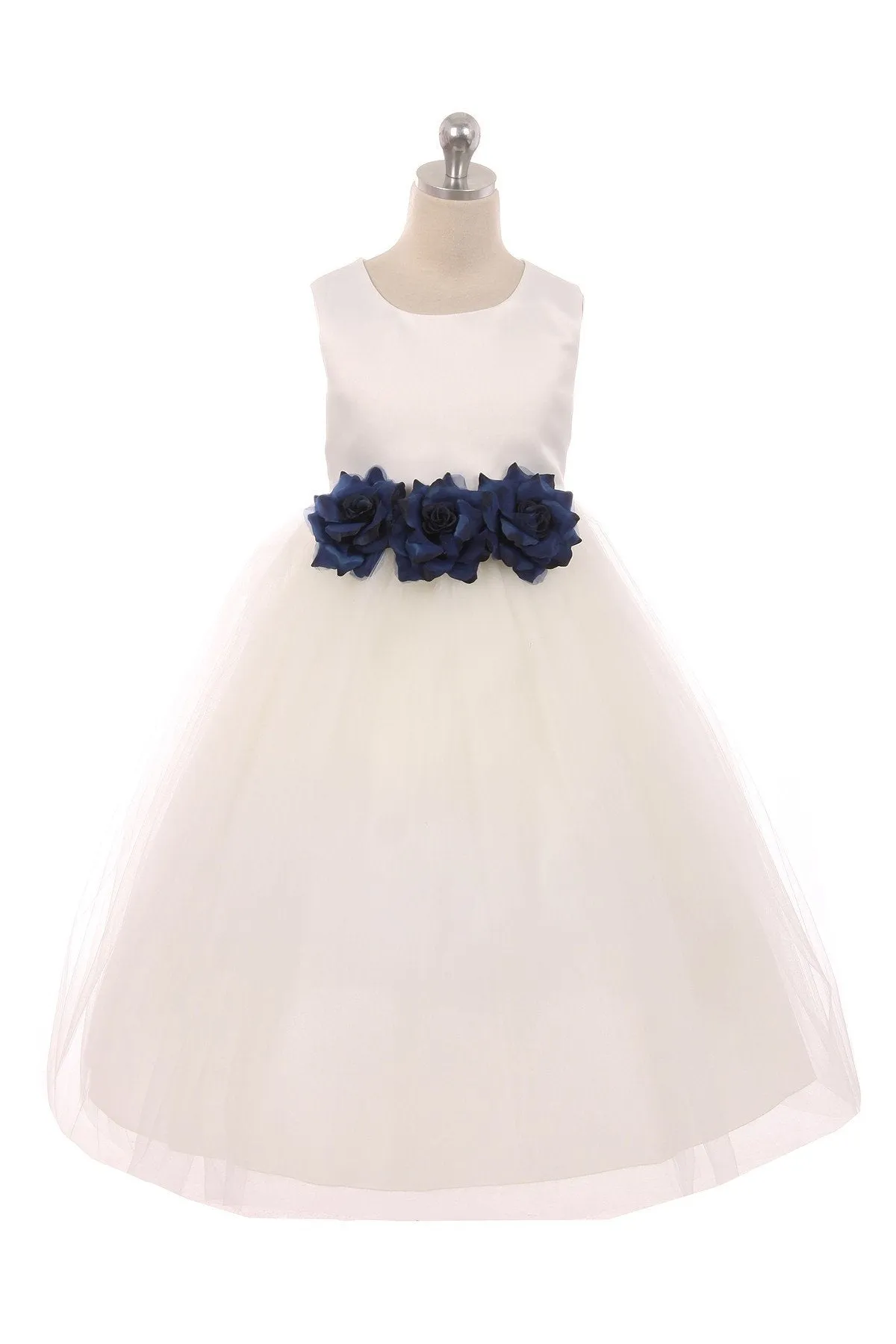 Ivory Satin & Tulle 3 Flower Girls Dress