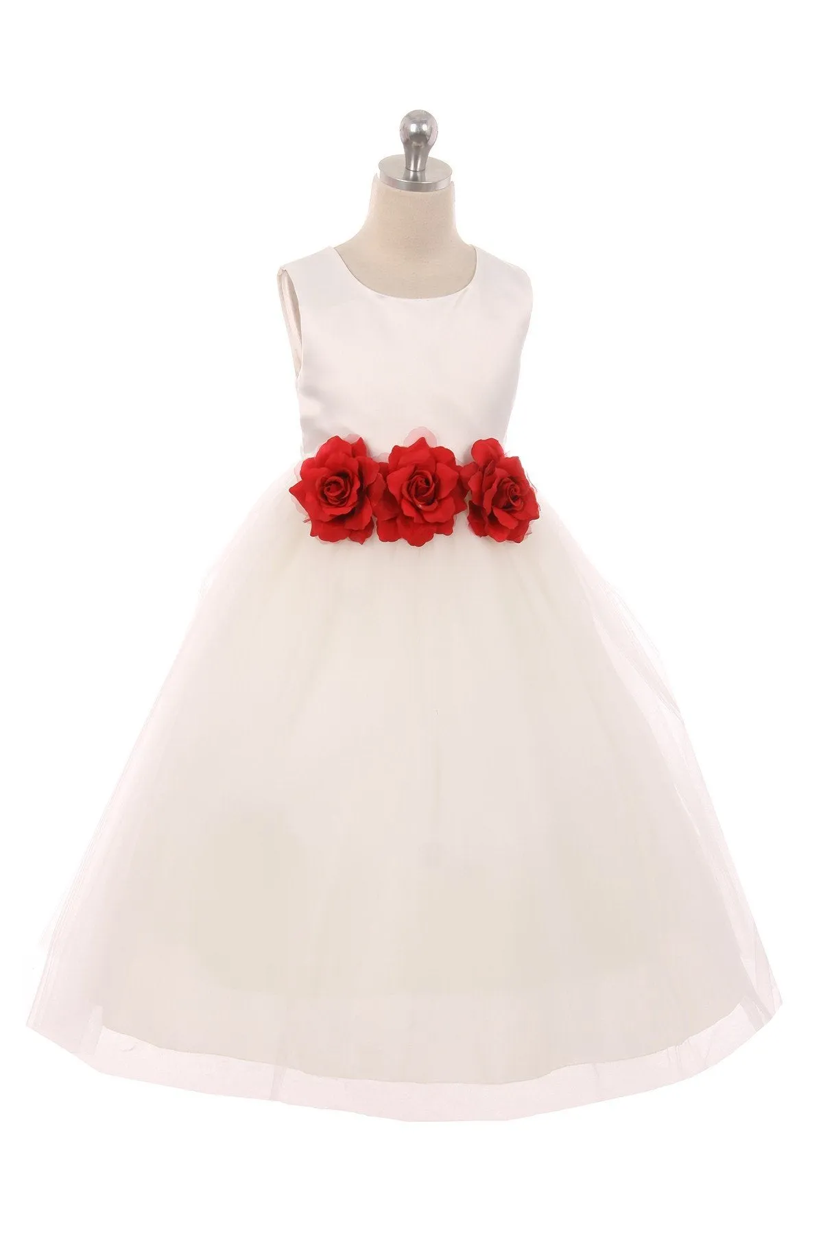 Ivory Satin & Tulle 3 Flower Girls Dress