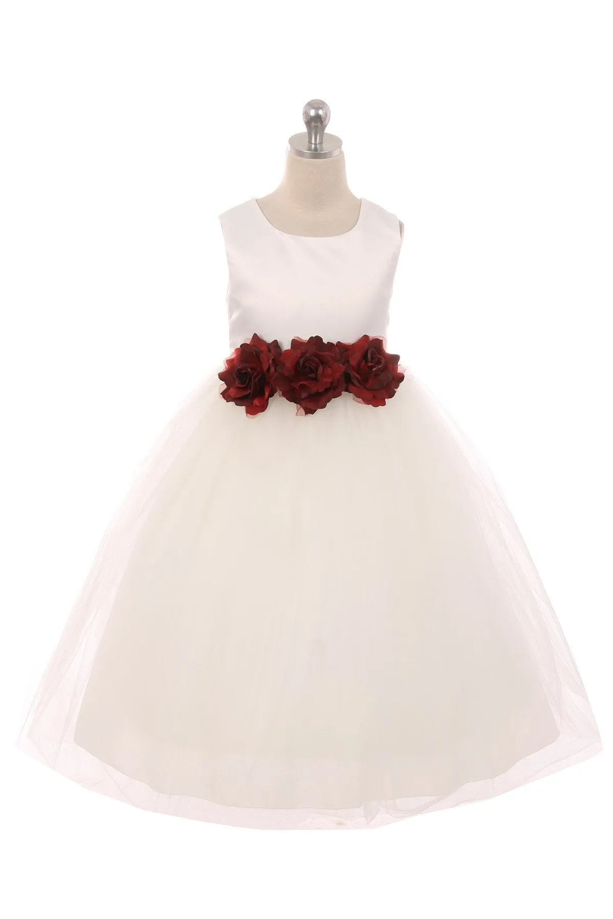 Ivory Satin & Tulle 3 Flower Girls Dress