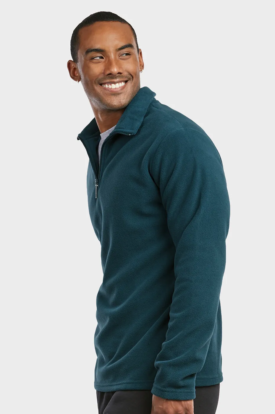 KNOCKER MEN'S POLAR FLEECE QUARTER PULLOVER (PF1000_TEAL)