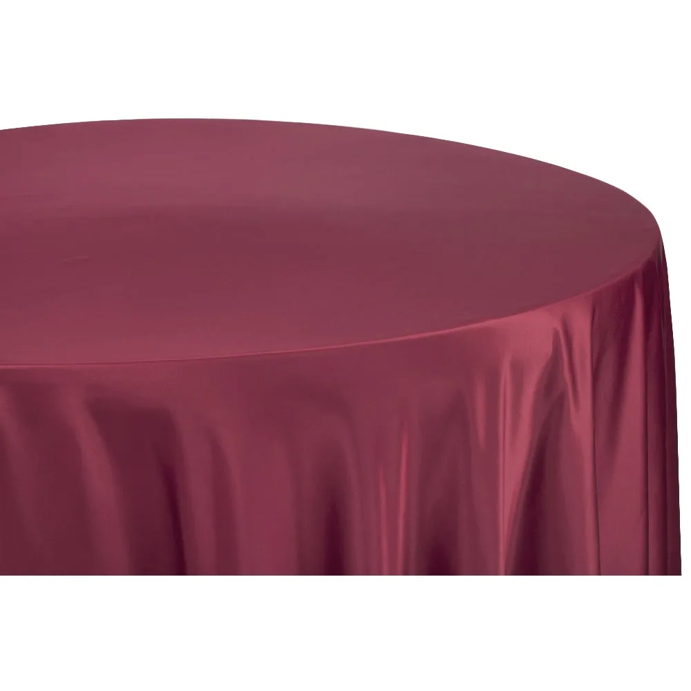 Lamour Satin 132" Round Tablecloth - Burgundy