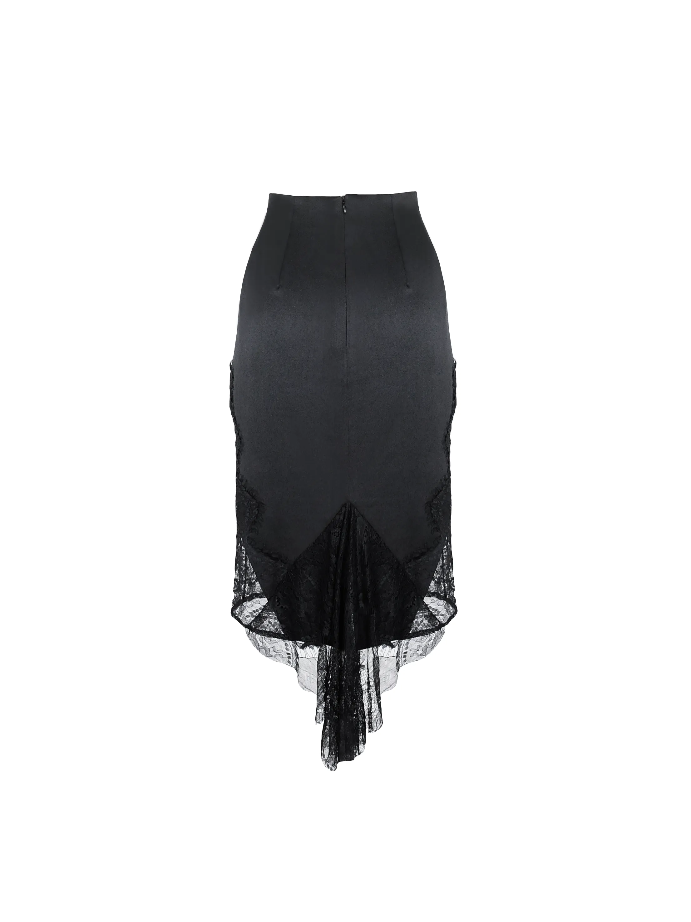 Leah fitted skirt with lace drape in black