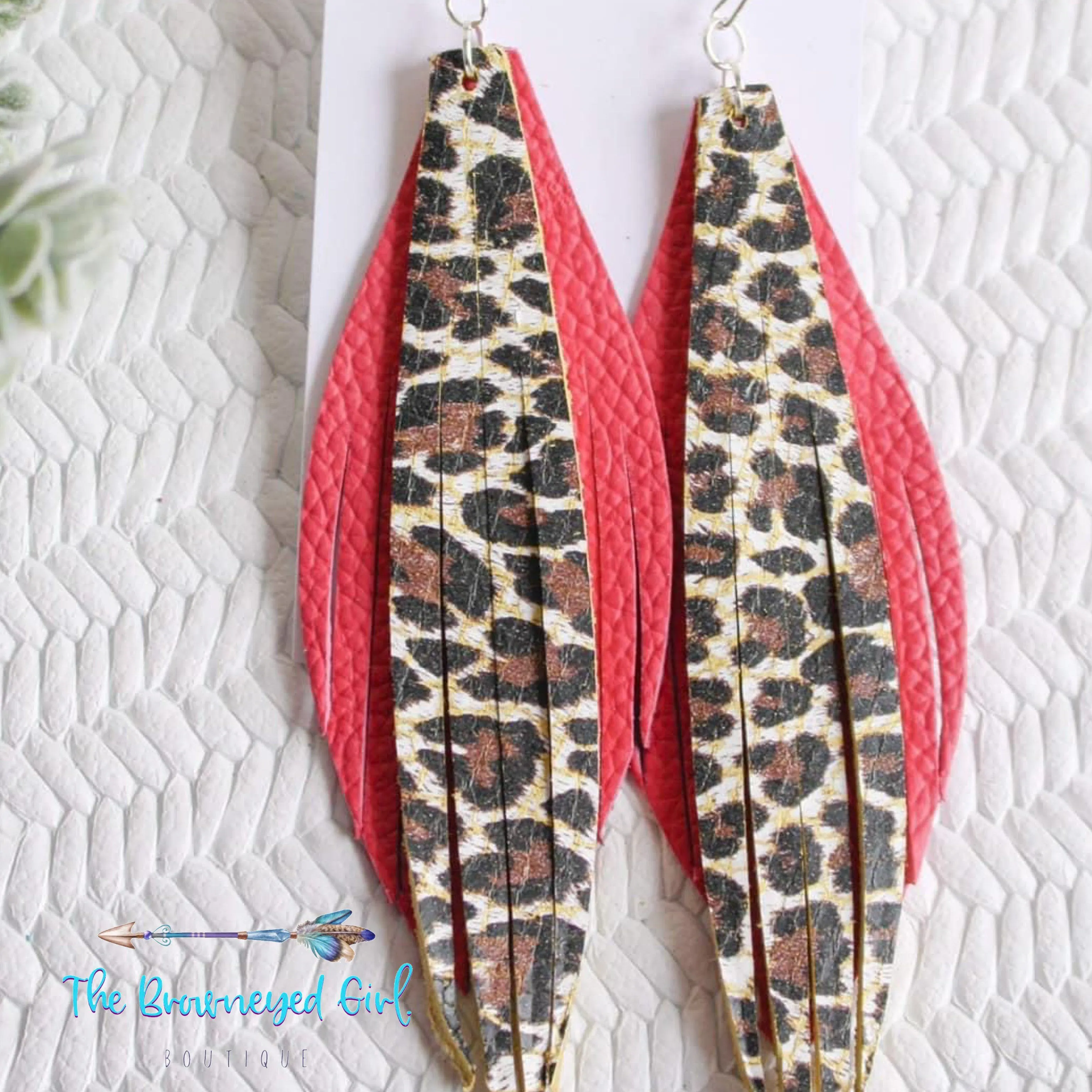 Leopard Leather Hand Made Layered Earrings