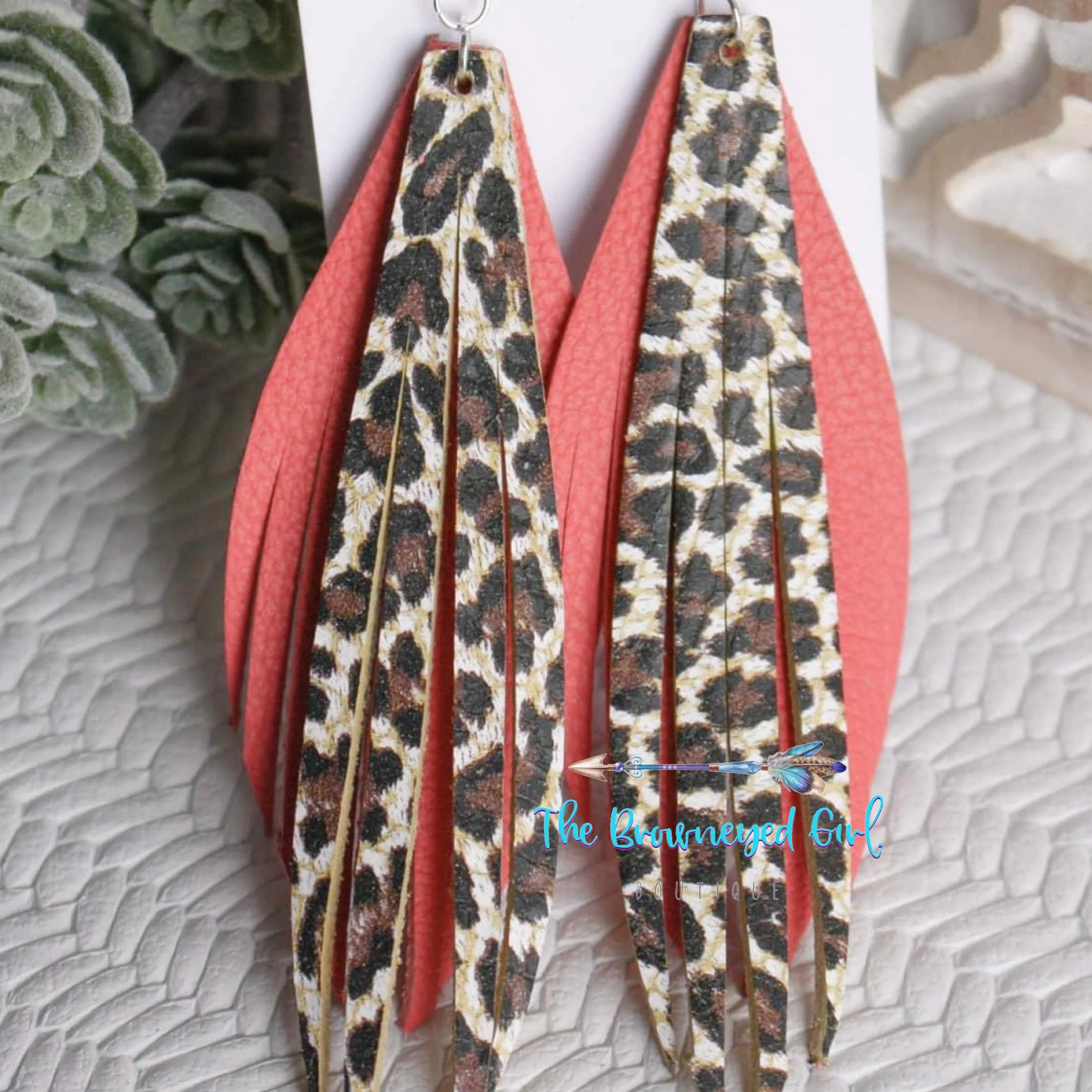 Leopard Leather Hand Made Layered Earrings