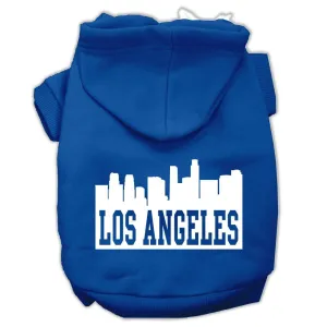 Los Angeles Skyline Screen Print Pet Hoodies Blue Size XS (8)