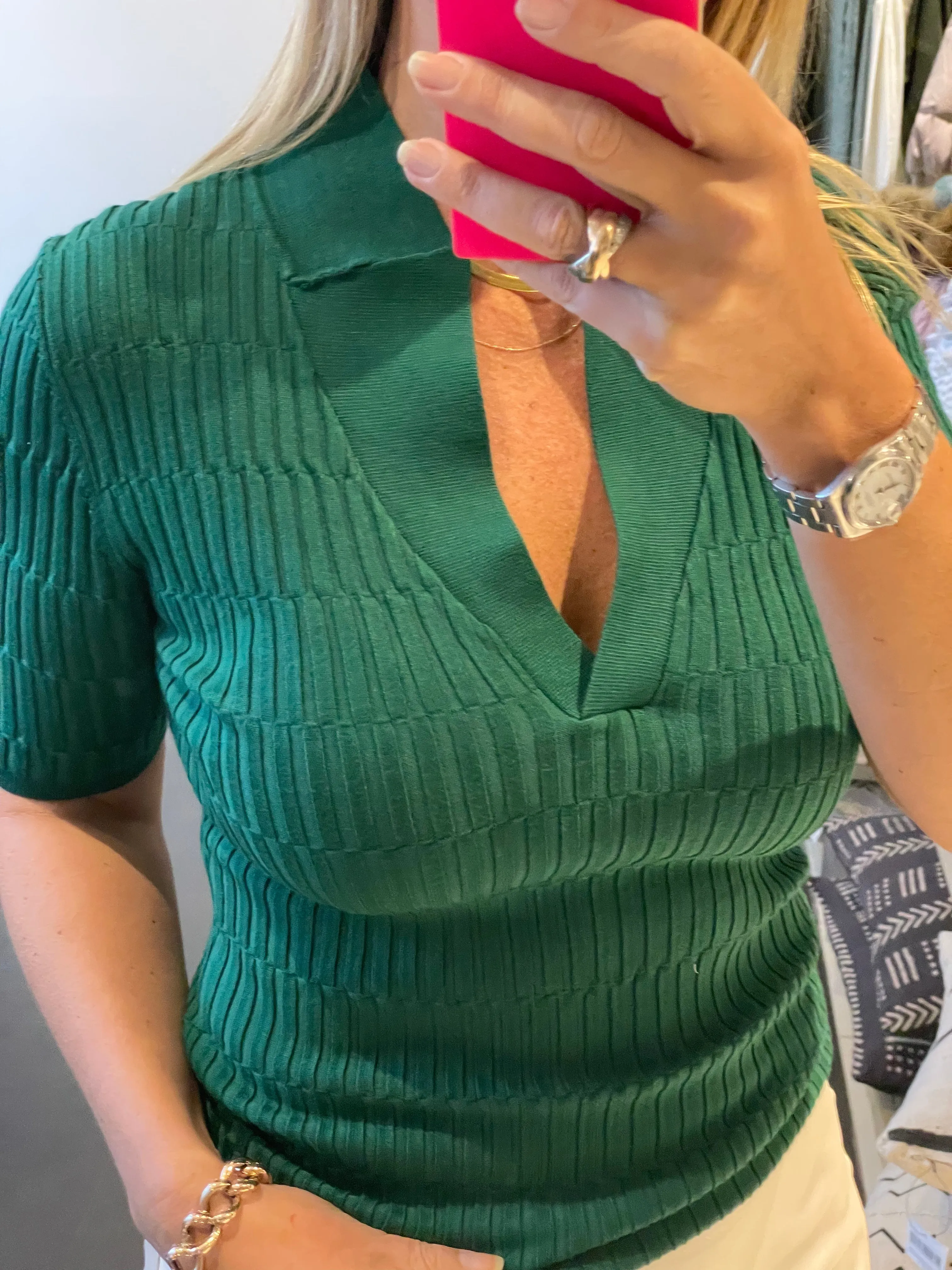 Milano Golf Knit Top - GREEN