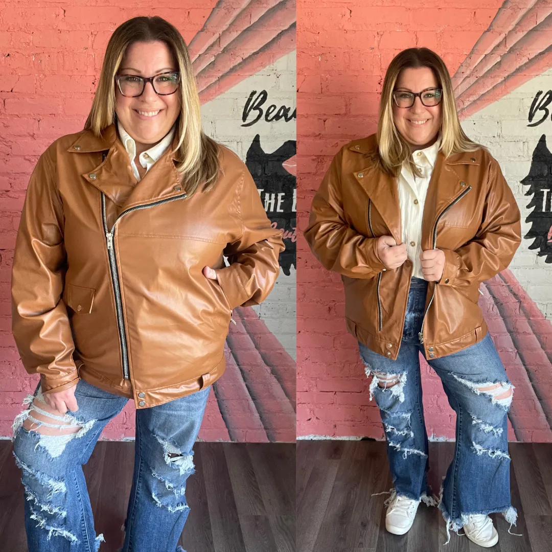 Ollie Oversized Vegan Leather Biker Jacket Pre-Order