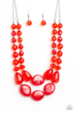 Paparazzi Beach Glam - Red Necklace