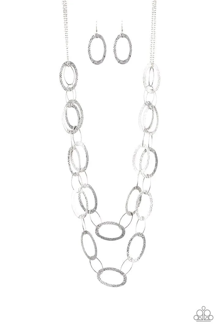 Paparazzi Glimmer Goals - Silver Necklace