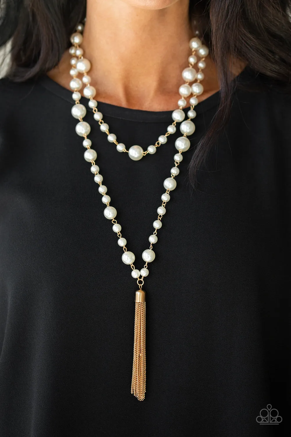 Paparazzi Social Hour - Gold White Necklace